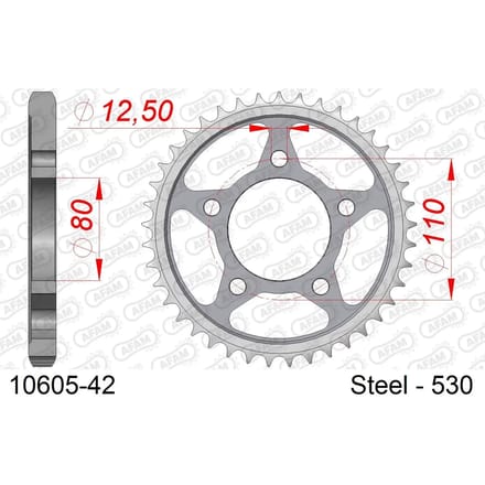 Stalen tandwiel Afam 530 42 dents