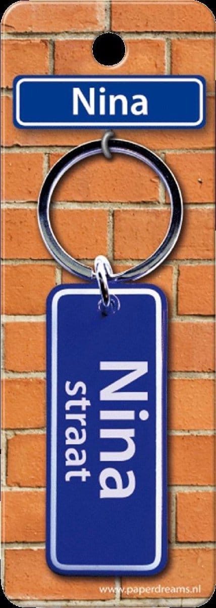 Paper Dreams Sleutelhanger Straatnaam Nina 9 Cm Staal Blauw