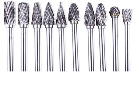 Dailygoods- Bramen Set 10 Stks - Dubbele Cut - Wolfraam Staal - Solid Carbide - Twist Boor 1/8 inch (3mm) - Voor Dremel Tools - Rotary Bur
