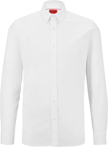 HUGO Elisha slim fit overhemd - popeline - wit - Strijkvriendelijk - Boordmaat: 38