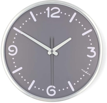 Nedis Wandklok - Diameter: 300 mm - Aluminium - Stille beweging - Metaal