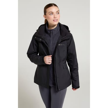 Mountain Warehouse Dames/Dames Thunderstorm II 3 in 1 Waterdichte Jas (Zwart)