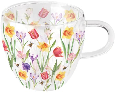 Ambiente - Theeglas - Double-walled glass 0.2 L Flowers in spring