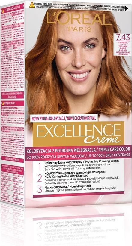 Excellence Creme haarkleur 7,43 Koper-goudblondine