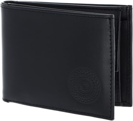 oxmox Leren portemonnee Leather RFID Protect Pocketbörse Circle Bloom Embossed Black zwart