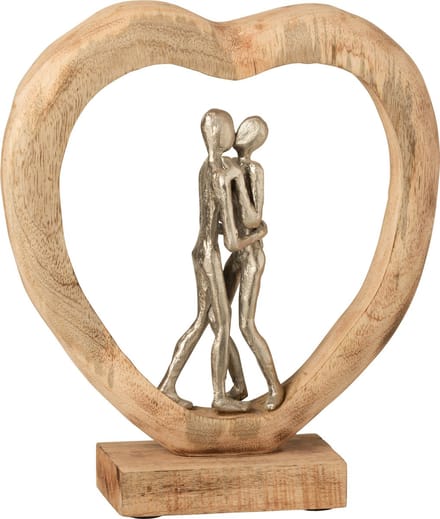 J-Line Figuur Koppel Mangohout/Aluminium Naturel/Zilver