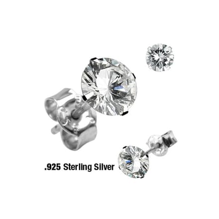 Oorbellen .925 silver rond CZ steen 0.8x6x4 - zilver - LMPiercings