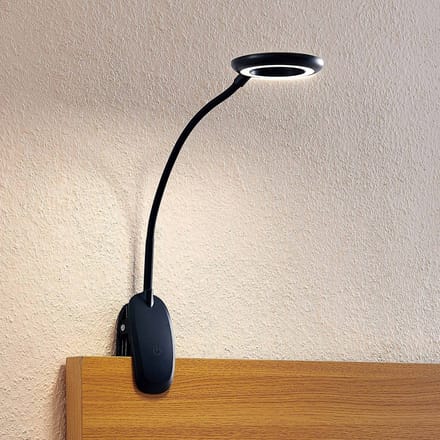 PRIOS - Klemlamp- met dimmer - 1licht - ABS, polycarbonaat - H: 51 cm - zwart - Inclusief lichtbron