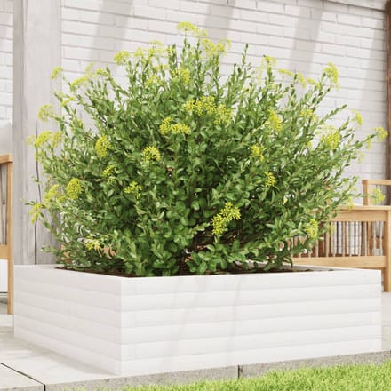 vidaXL - Plantenbak - 80x80x23 - cm - massief - grenenhout - wit