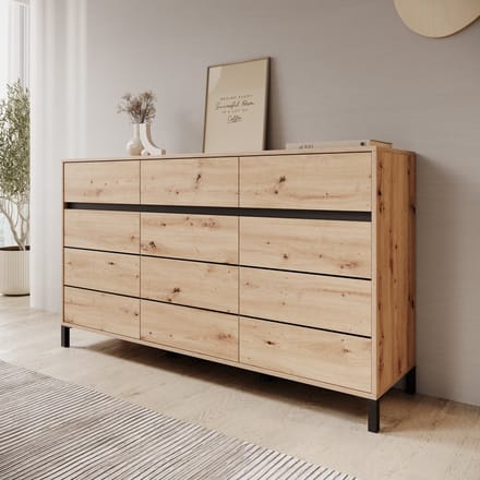 Meubella - Montellini - Dressoir - Eikenpatroon - 157x40x90 cm