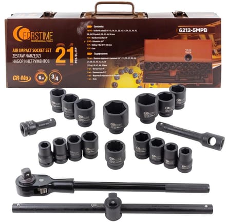 Forstime FT-Serie - Dopsleutelset 3/4'' - 21-delig - 6-kant - 17-50mm