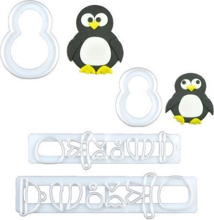 FMM Mummy & Baby Penguin Cutter Set/4 - Pinguïn set