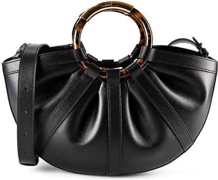 COCCINELLE Leren handtas schoudertas Shell Handbag Smooth Leather Noir zwart