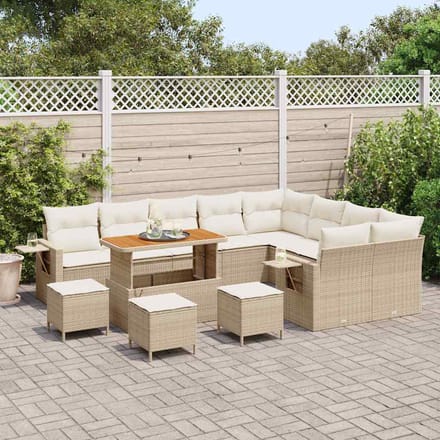 vidaXL - Tuinbank - Set - 13 - st - 12-Aantal - zitplaatsen - Beige - en - Crème