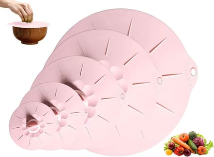 5 Pcs Silicone Bowl Lids, Reusable Silicone Lids, Heat Resistant Microwave Covers, 5 Sizes Universal Kitchen Silicone - ShopVlot