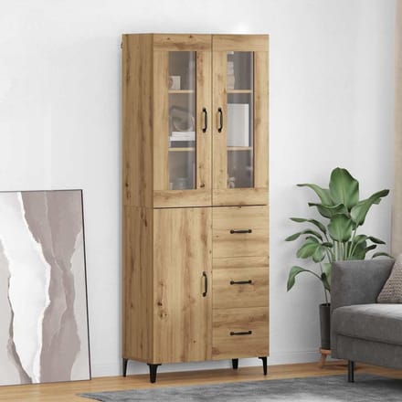 vidaXL Highboard Artisan Eiken 69,5 x 34 x 180 cm Bewerkt hout