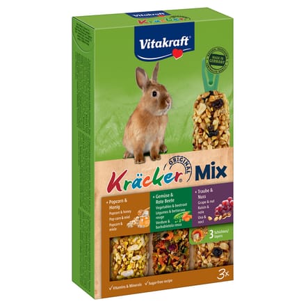 Vitakraft Dwergkonijnen-Biscuits Trio-Mix -3 x 3 Combi (Multi-Vitamine, Groente, Popcorn)