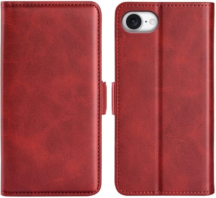 MobyDefend Hoesje - Geschikt voor iPhone 16e / iPhone 17e - Luxe Wallet Book Case (Sluiting Zijkant) - Rood