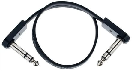 EBS PCF-DLS28 Deluxe - Flat Stereo Patchkabel - 28 cm - TRS Haaks/Haaks - Dubbelgeleider - Dubbele Afscherming - Flexibele Koperconductor - Zwart