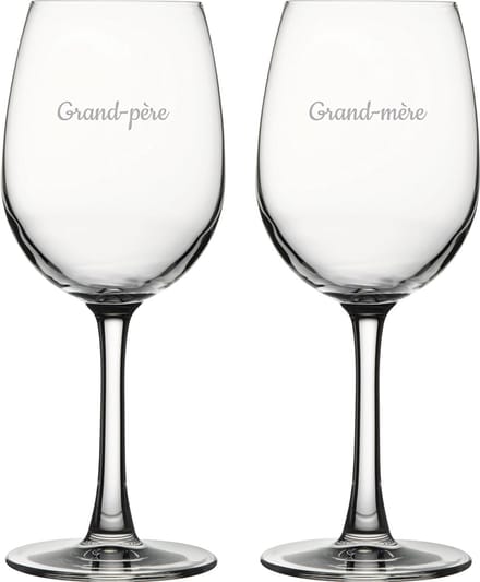 Witte wijnglas gegraveerd - 36cl - Grand-père & Grand-mère