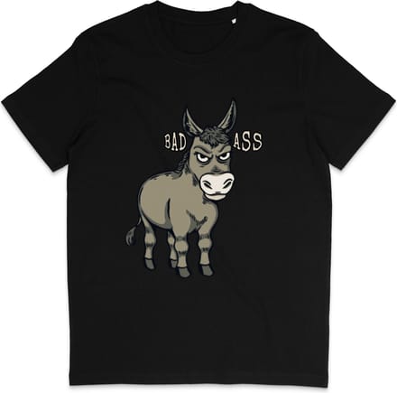 Grappig Heren Dames T Shirt - Badass Ezel - Zwart - M