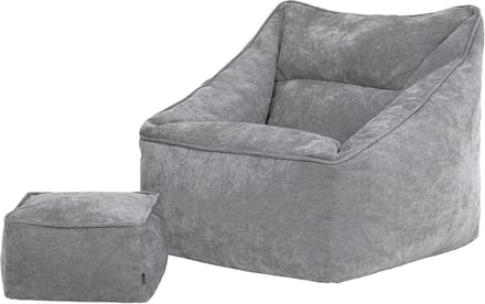 Comfortabele Zitzak Fauteuil met Voetensteun - Grijs Chenille