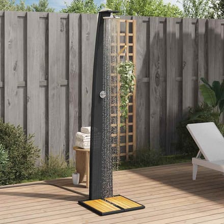 vidaXL - Buitendouche - 55x60x224 - cm - poly - rattan - en - acaciahout - zwart