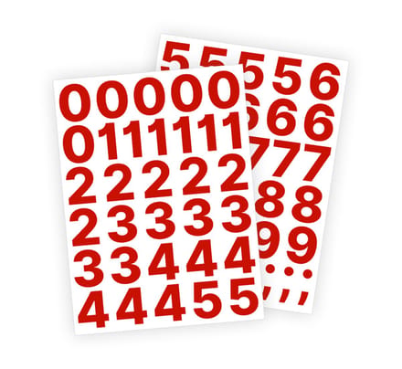 Stickey Plaknummers - Cijfer stickers rood 4cm - Glans - Voor binnen en buiten