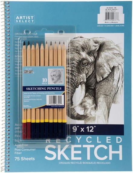 Pro Art - Schetsblok van 22x30cm + set met 10 potloden.