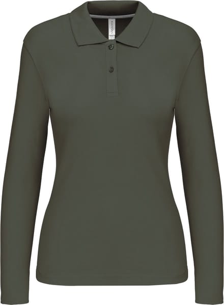 Kariban Damespolo lange mouwen K244 - Dark Khaki - S