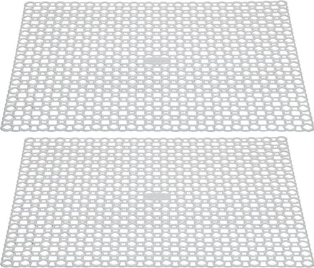 Whitefurze Gootsteenmat/spoelbakmat - 2x - wit - kunststof - 35 x 35 cm - afdruipmat