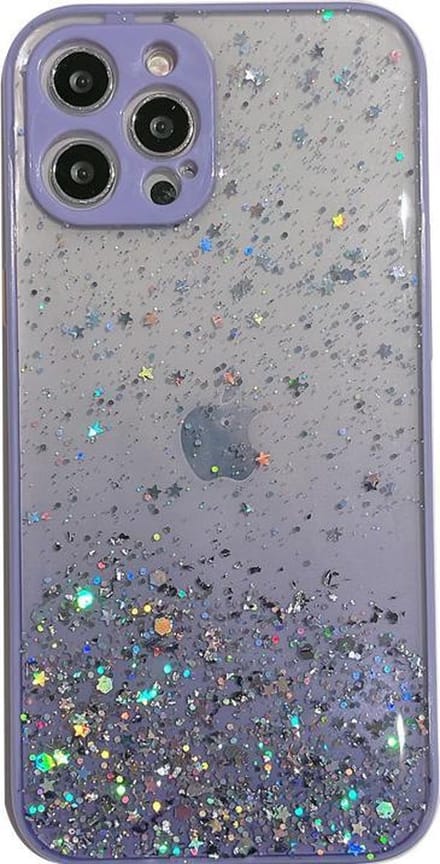 Hoesje geschikt voor iPhone 8 - Backcover - Camerabescherming - Glitter - TPU - Paars