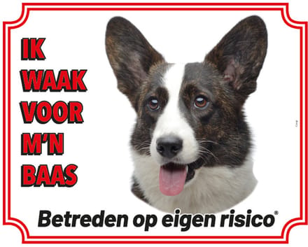 Welsh Corgi Brindle Waakbord - Ik waak voor