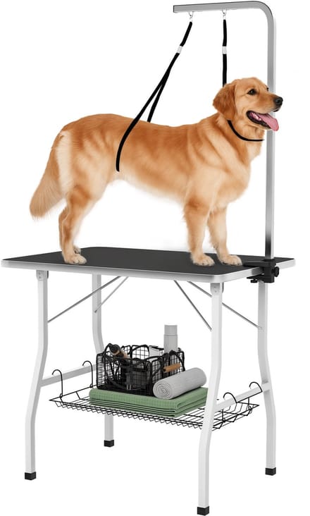 PawHut opvouwbare trimtafel - voor honden - met us en mand