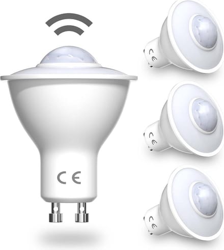 4 Stuks Bewegingssensor GU10 LED Lampen 5W Warm Wit - Tot 7 Meter Detectiebereik
