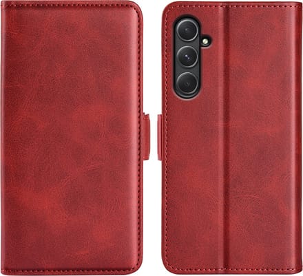 MobyDefend Hoesje - Geschikt voor Samsung Galaxy A55 - Luxe Wallet Book Case (Sluiting Zijkant) - Rood