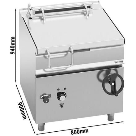 GGM Gastro Kantelbare braadpan PAOLO 900 - elektrisch - 80L - 9,6kW - handwiel en vulkraan - 900 - 400V zilver