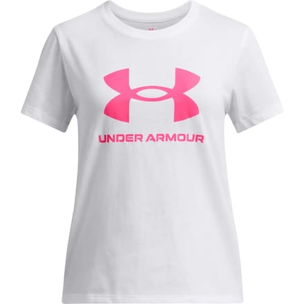 Under Armour UA BIG LOGO SS Unisex Sportshirt - Wit - Roze