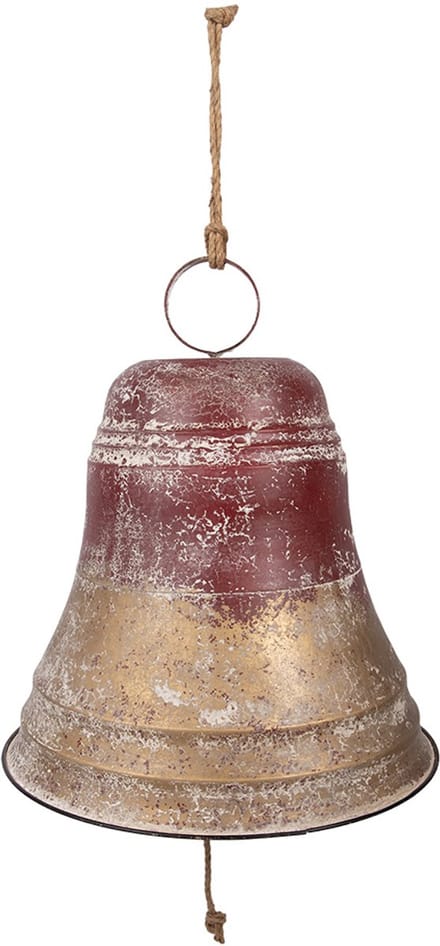 Clayre & Eef Kerstdecoratie Beeld Bel Ø 52x56 cm Rood Metaal