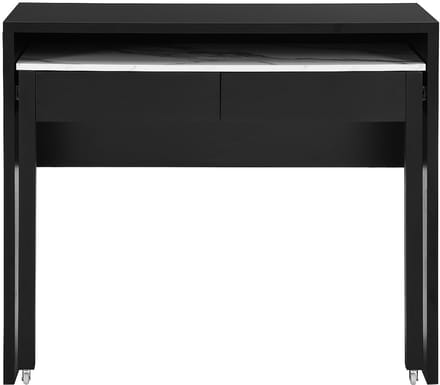 Vente-unique Uitschuifbaar console-bureau met 2 lades - Zwart en wit marmereffect - LOAVIA