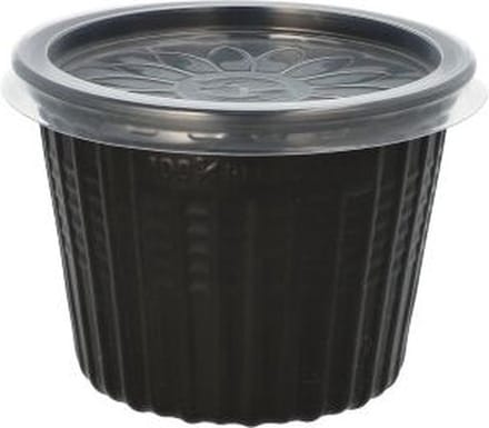 Herbruikbare snack- en soepbeker, 500 ml 11,5 cm · H 8,5 cm zwart met deksel (25 stuks)