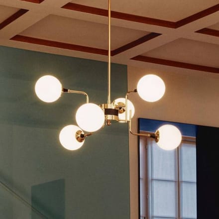 Stilnovo hanglamp Galassia, goudkleurig, lengte 91 cm