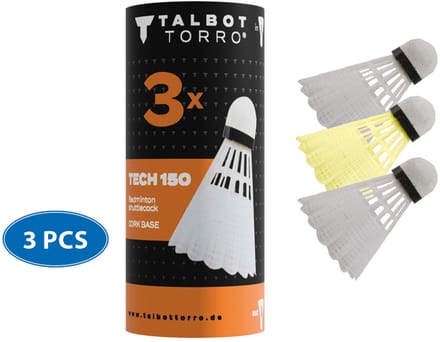 Schildkröt badminton shuttlecocks set Tech150 3 stuks nylon.