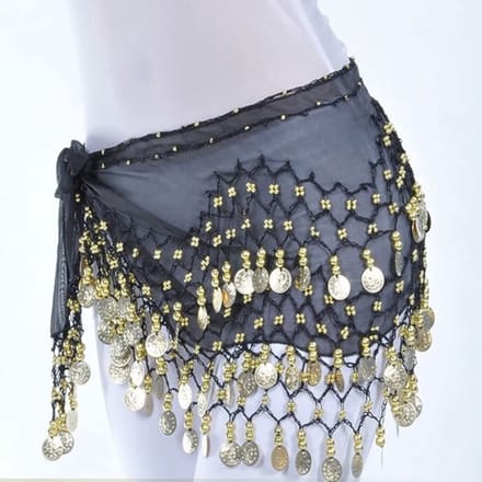 Allecto - Belly Dance Hip Scarf - Buikdansaccessoire - Zwart