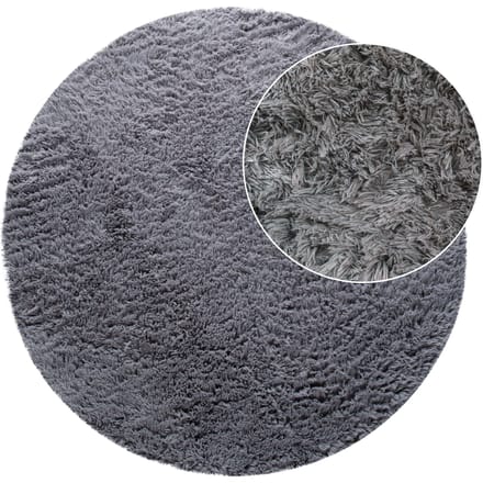 Hoogpolig tapijt Silvana grijs  80 cm rond
