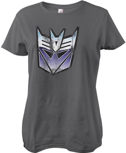 Transformers Distressed Decepticon Shield Girly T-shirt Dames T-shirt Donkergrijs