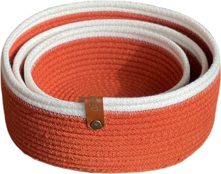 OZ Home - 3-delige Mandenset - Oranje/Wit - Duurzaam & Functioneel - Voor Compacte Opslag en Decoratie