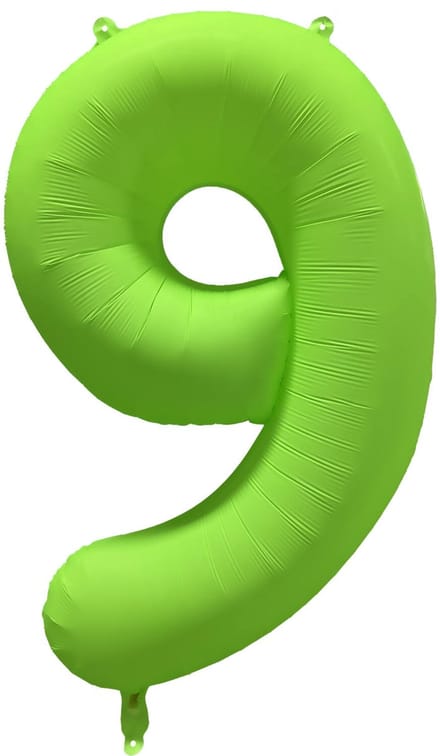 Riethmüller - Folieballon cijfer 9 - neon groen - 86 cm
