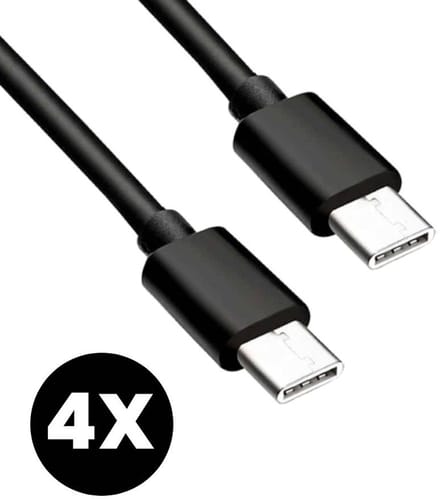 4x USB-C Oplader Kabel - USB-C Naar USB-C Kabel - Oplaadkabel - Lader - Laadkabel - Universeel - Snellader - Zwart - 1 Meter