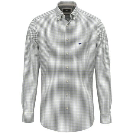 Fynch-Hatton Overhemd Poplin Check Button-Down Avocado / male